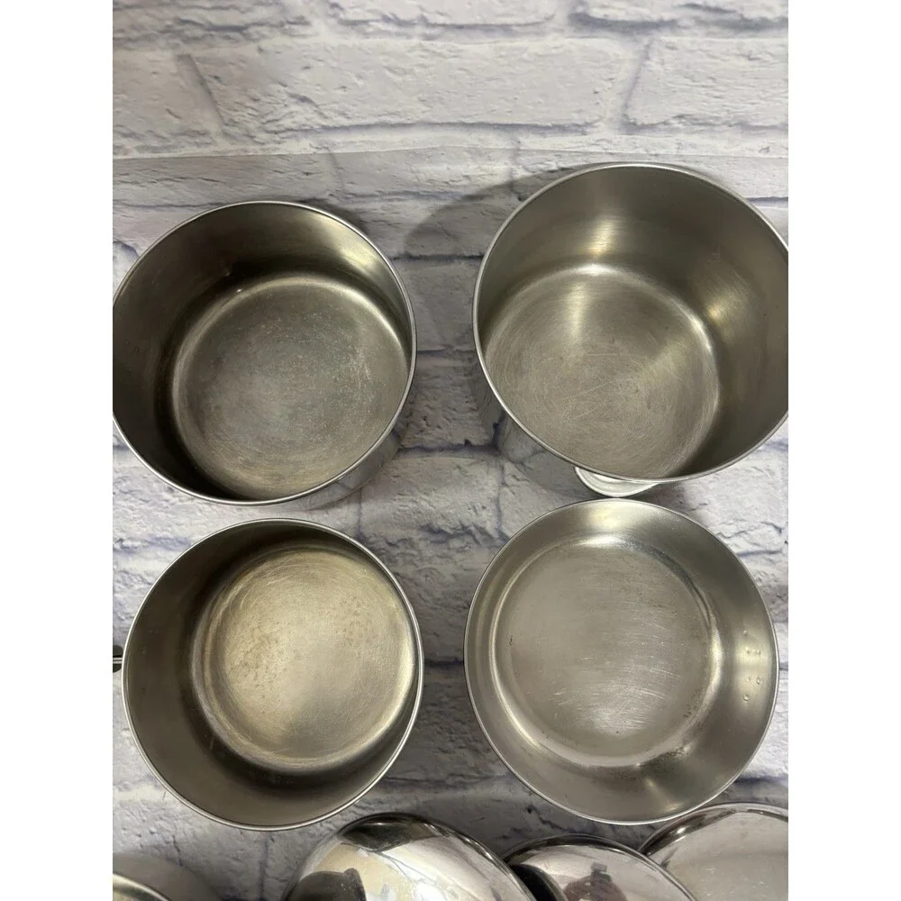 Revere Ware Set Saucepans Stockpot Lids 1801 Copper Bottom Pots Lids 9 Piece